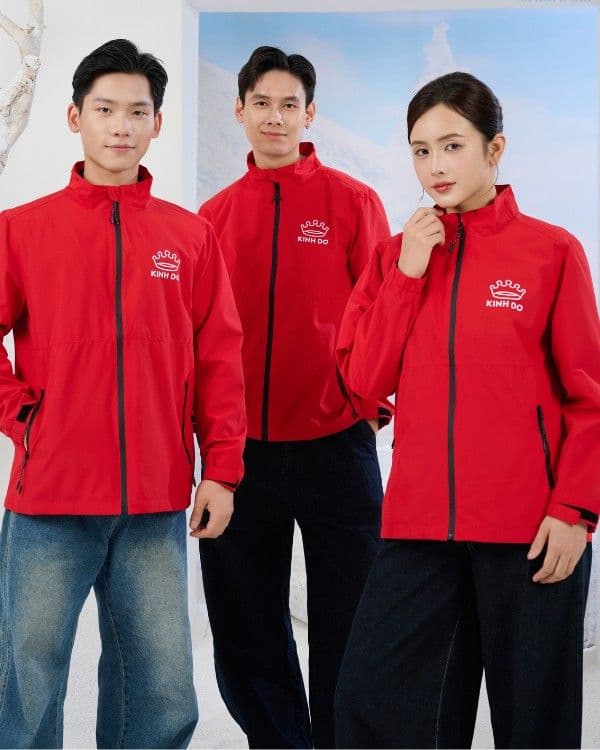 Áo khoác gió đồng phục công ty màu màu đỏ
