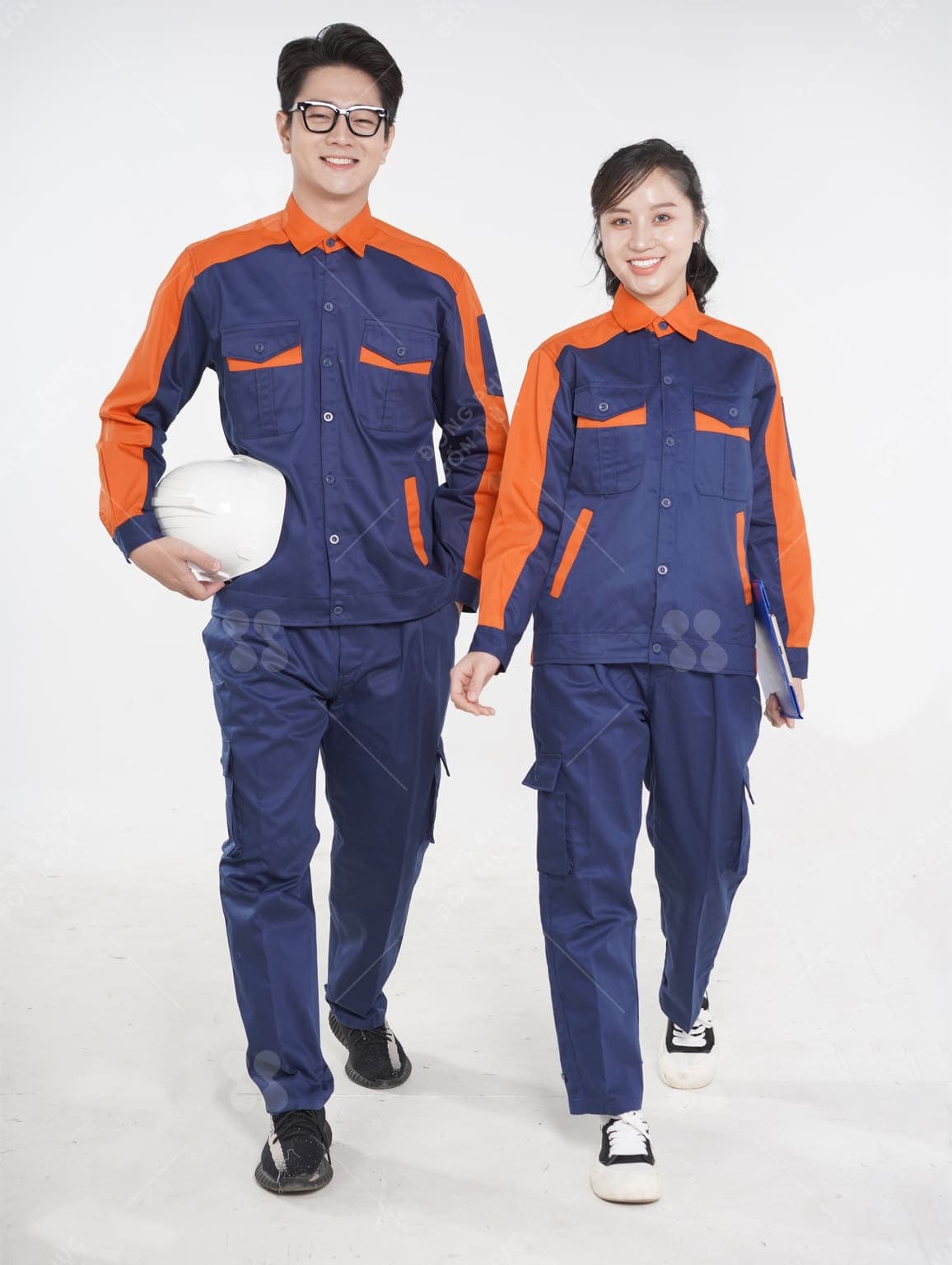 Đồng phục bảo hộ lao động xanh navy cam