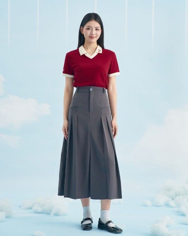 Áo thun đồng phục polo có cổ màu đô đỏ